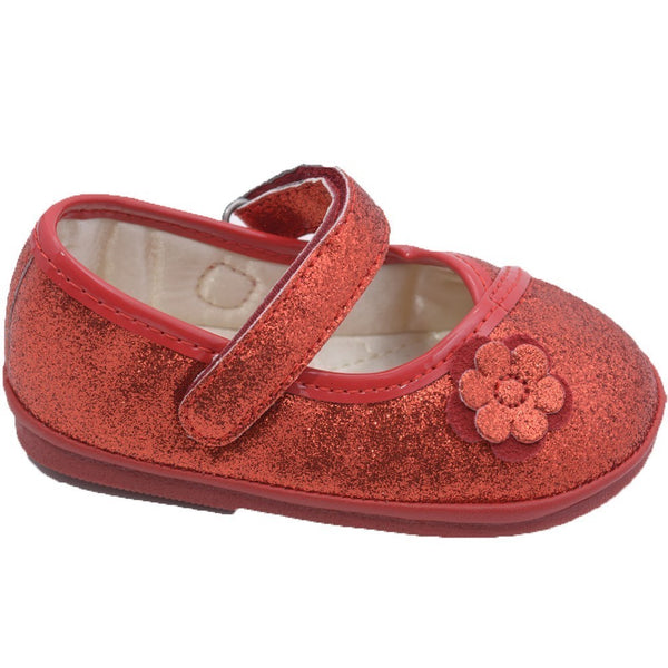 Angel Little Girls Glitter Red Flower Kimono Mary Jane Shoes 4-7 Toddler - SophiasStyle.com